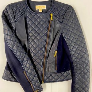 Beautiful, Chic, Perfect Quilted Navy Blue Leather Jacket.  Smoke free home.